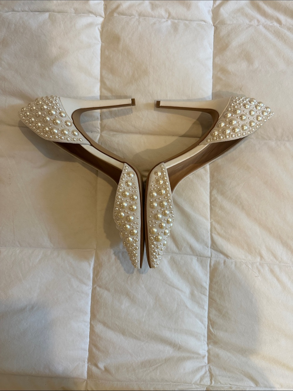 INC International Concepts White Pearl-Embellished Pointed Toe Pumps. Never worn - Picture 1 of 5